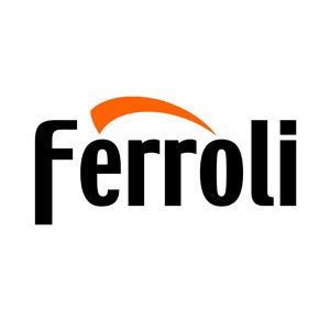 El logotipo de Ferroli es negro y naranja sobre un fondo blanco.