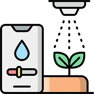 Se está regando una planta con un teléfono inteligente.