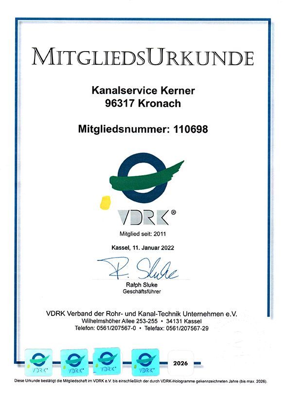 Mitgliedsurkunde VDRK 2024