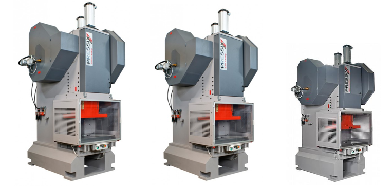 Trois machines de découpage par presse