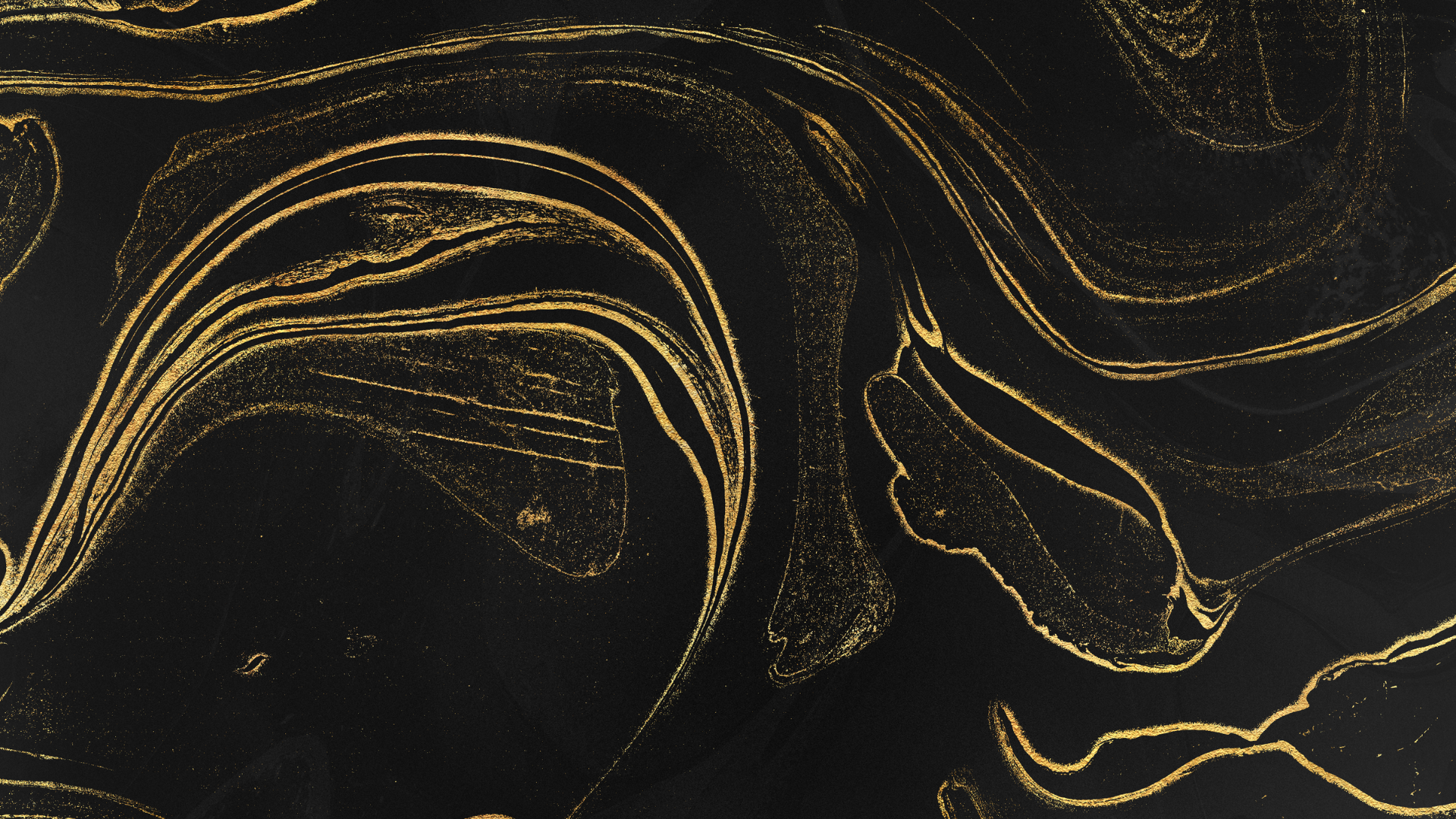 Fond abstrait tourbillonnant noir et or.