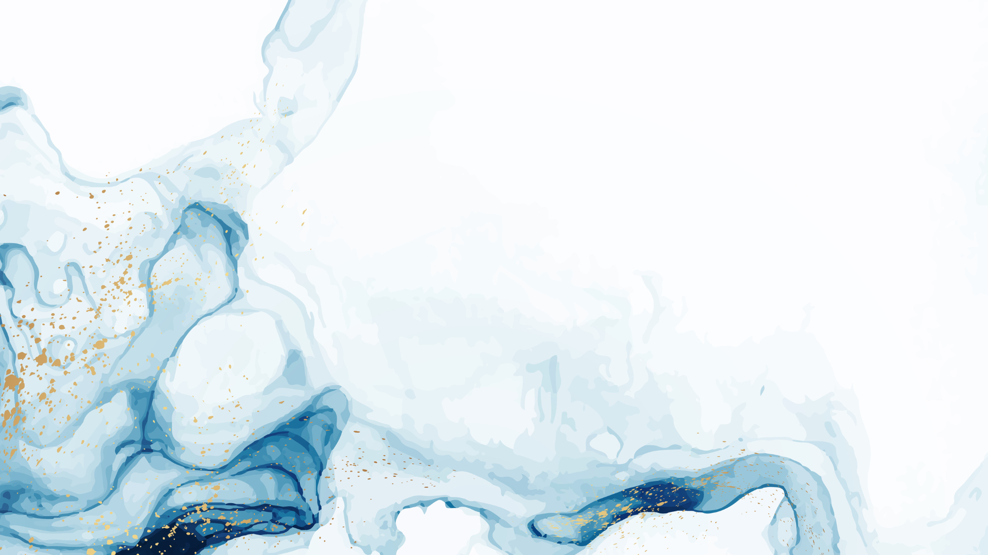 Fond abstrait bleu aquarelle avec des paillettes dorées.