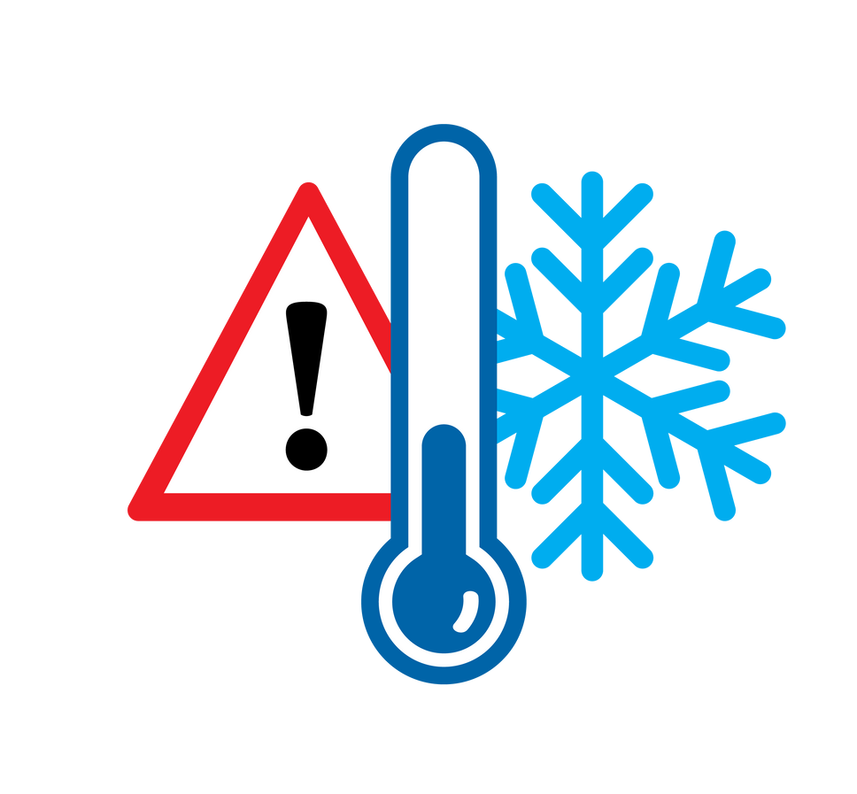 Picto danger avec thermomètre et flocon de neige symbolisant l'hivernage