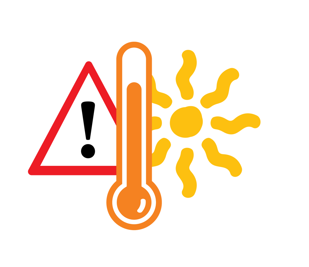 Picto danger avec soleil et thermomètre alertant sur les méfaits de la canicule