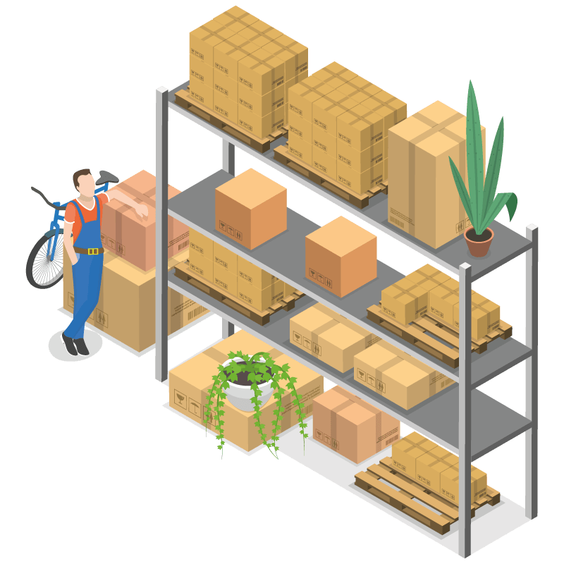 Fournitures rangées sur une étagère illustration