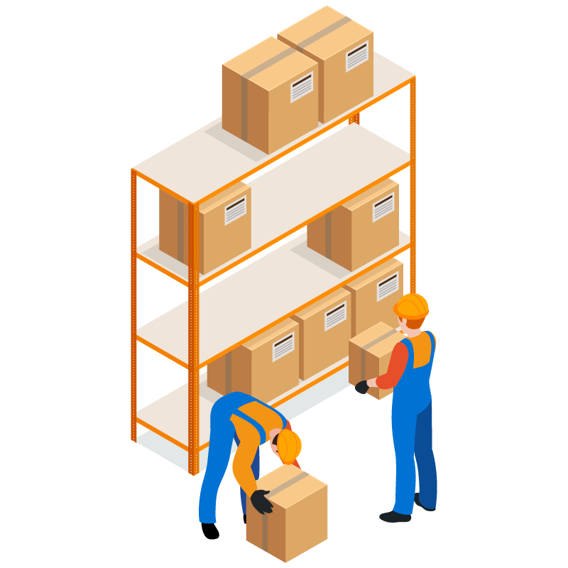 Homme qui charge un box de stockage illustration