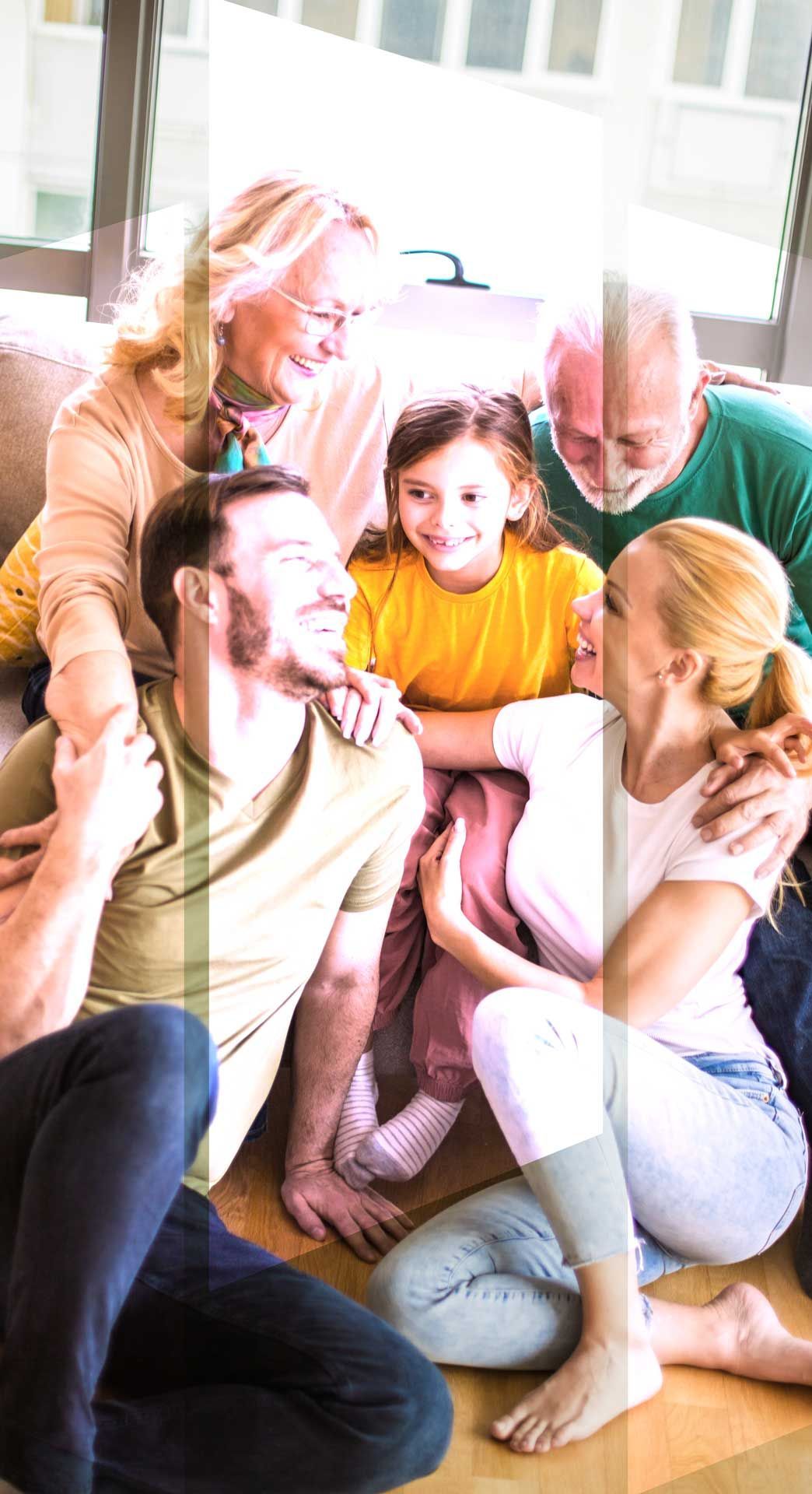 Une famille avec des enfants, des parents et des grands-parents