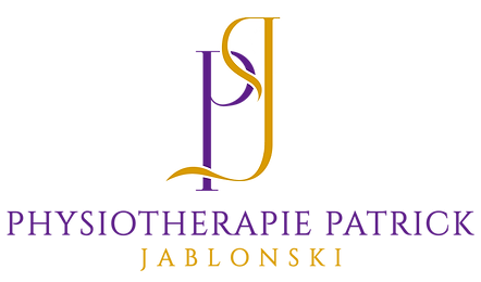 Das Logo der Physiotherapie Patrick Jablowski ist lila und gold.