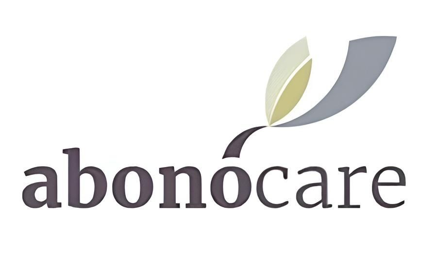 Ein Logo für ein Unternehmen namens Abonocare mit einem Blatt auf weißem Hintergrund.