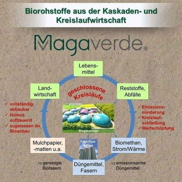 Ein kreisförmiges Diagramm mit dem Wort „Magaverde“ oben