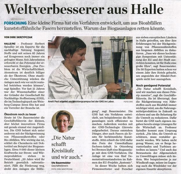 A newspaper article titled weltverbesserer aus halle