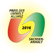 Ein grün-roter Wirbel mit der Jahreszahl 2016 darauf.