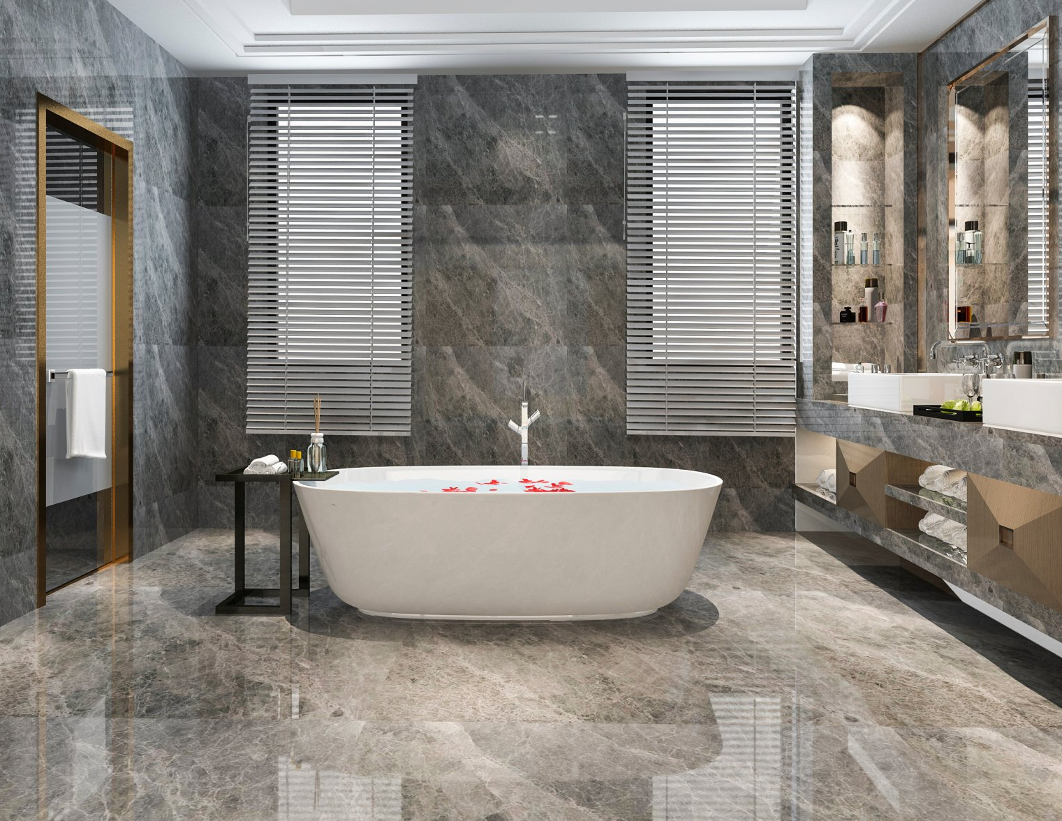 Salle de bains avec baignoire