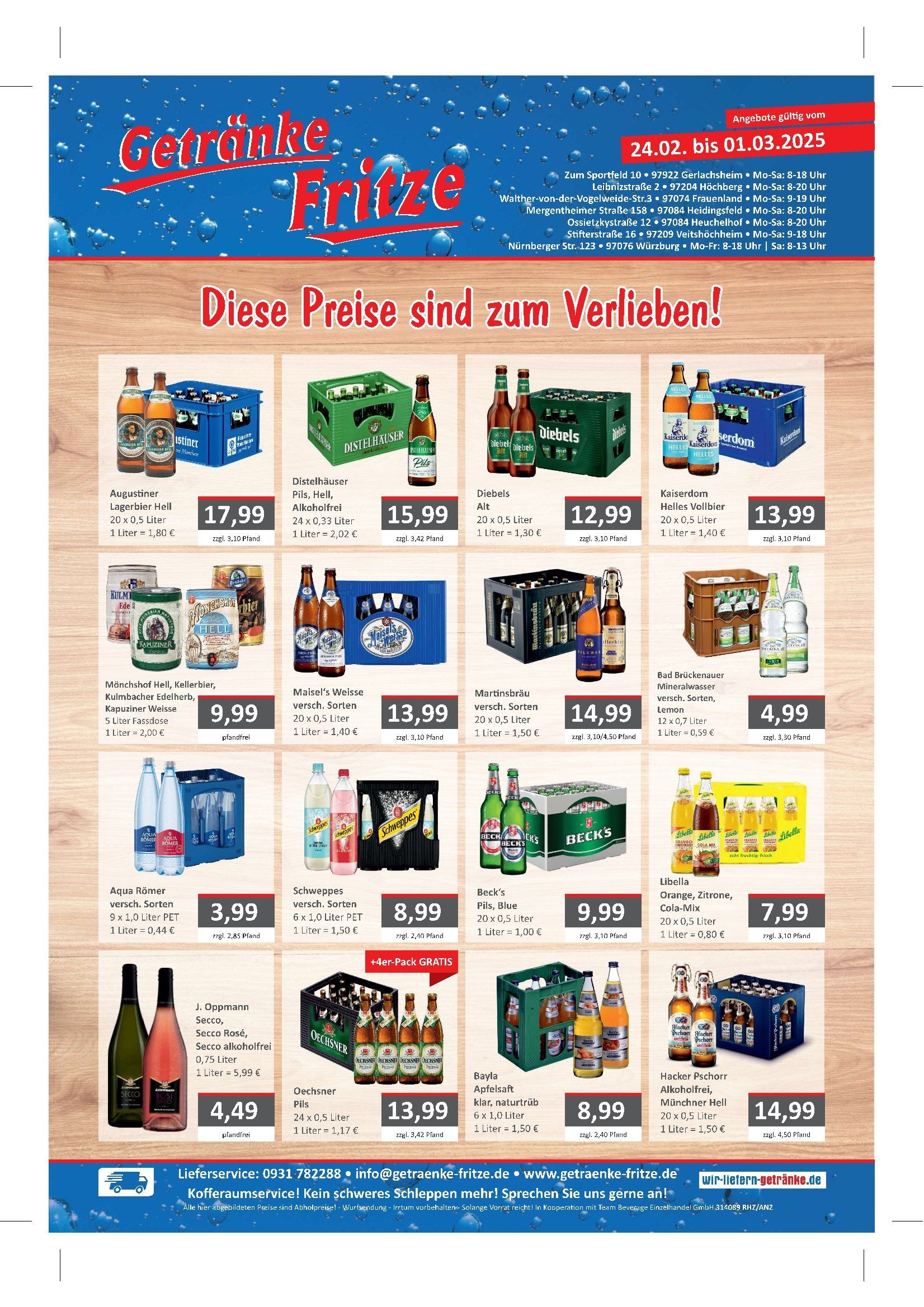 Bittenfelder Fruchtsäfte Petershans Gmbh & Co Kg Getränkevertrieb Wein, Bier | Würzburg | Getränke Fritze GmbH & Co. KG