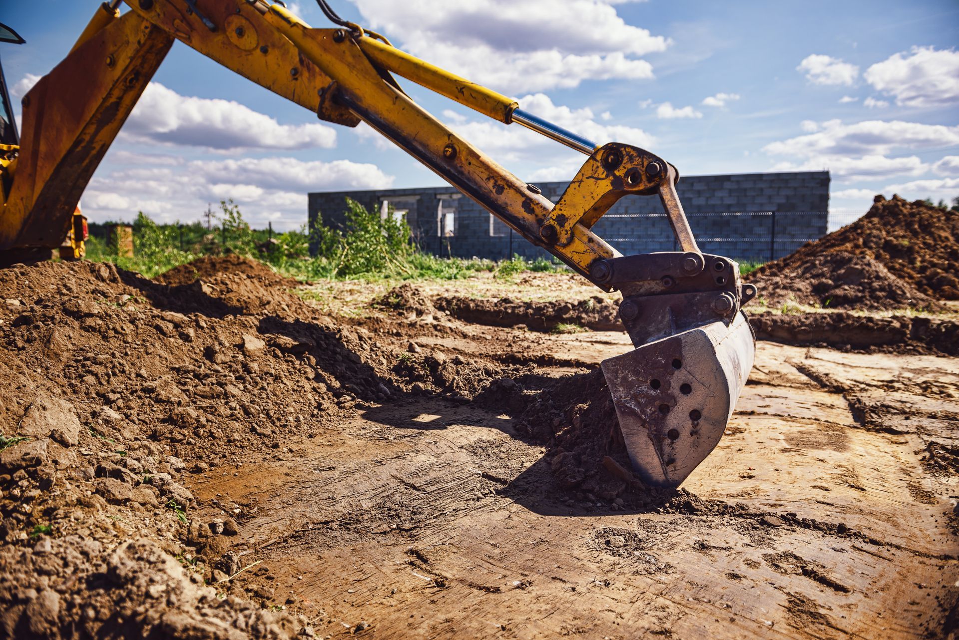 Terrassement avant la construction d'une maison