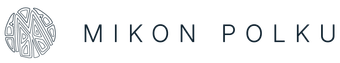 Logo, jossa lukee ”MIKON POLKU” pyöreän viivapiirroksen tunnuksen vieressä.