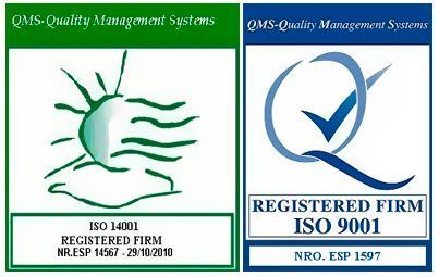 Dos logotipos para sistemas de gestión de calidad QMS y empresa registrada ISO 9001