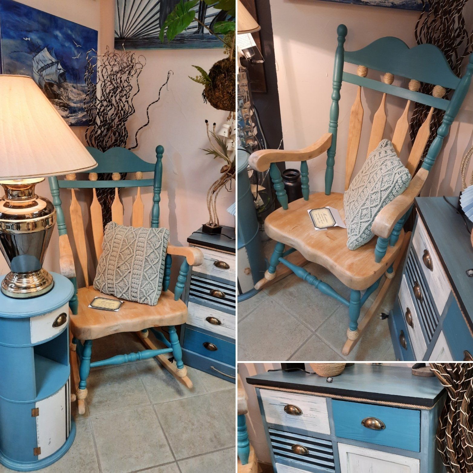 chaise bleu avec un meuble bleu