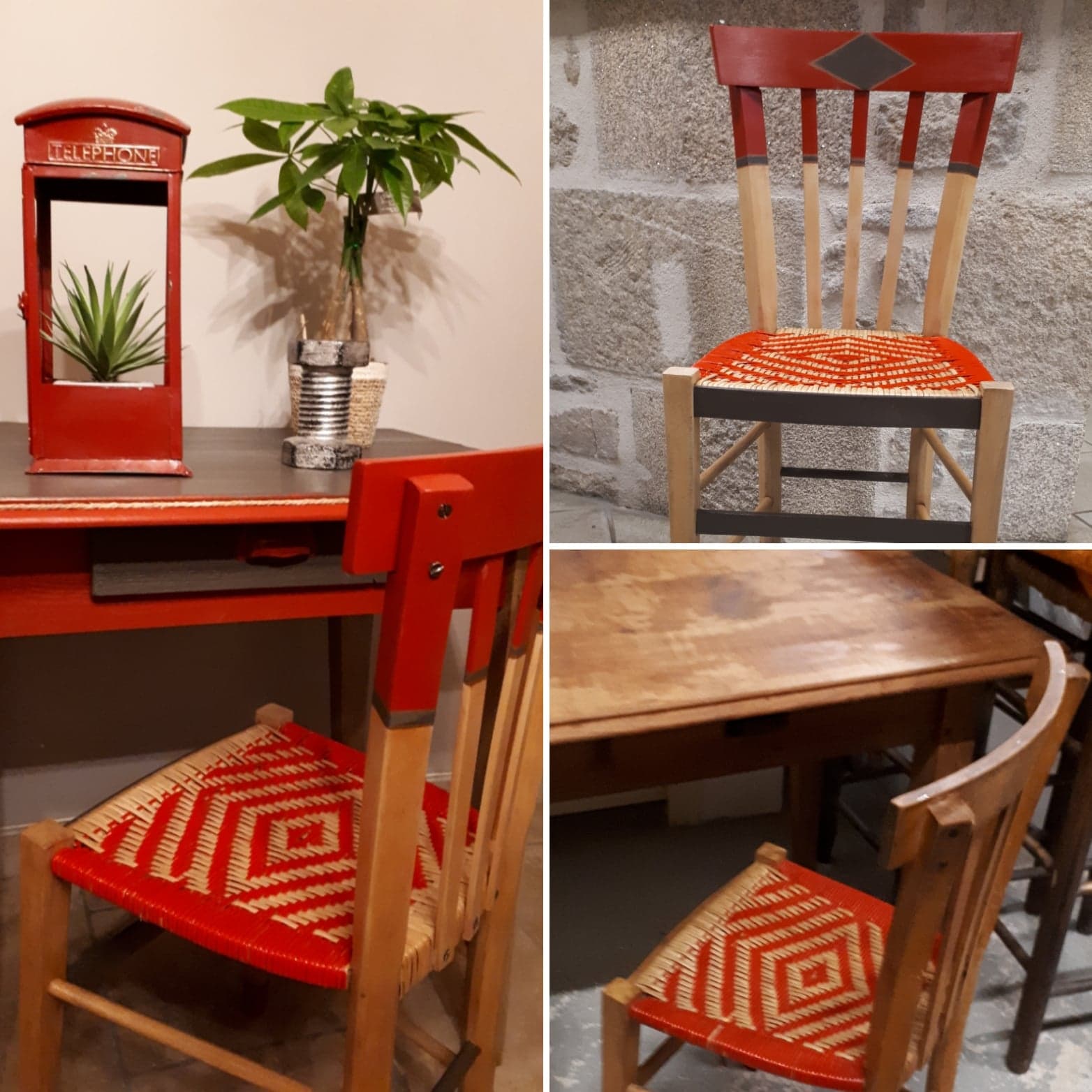 Chaise et bureau rouge