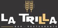 Logotipo para el bar restaurante La Trilla con iconos de trigo dorados sobre fondo oscuro.