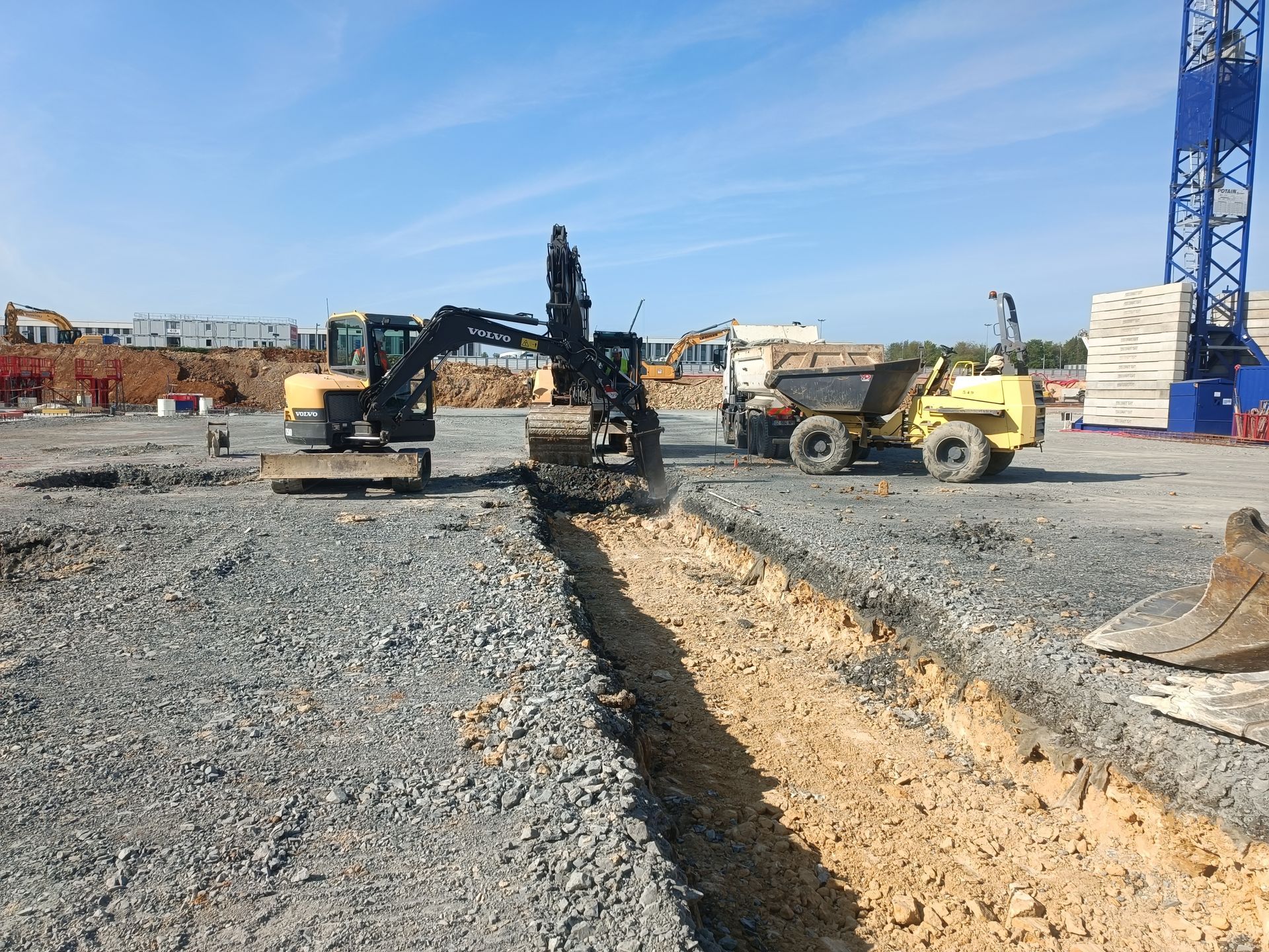 Grand chantier de terrassement - creusement de tranchées