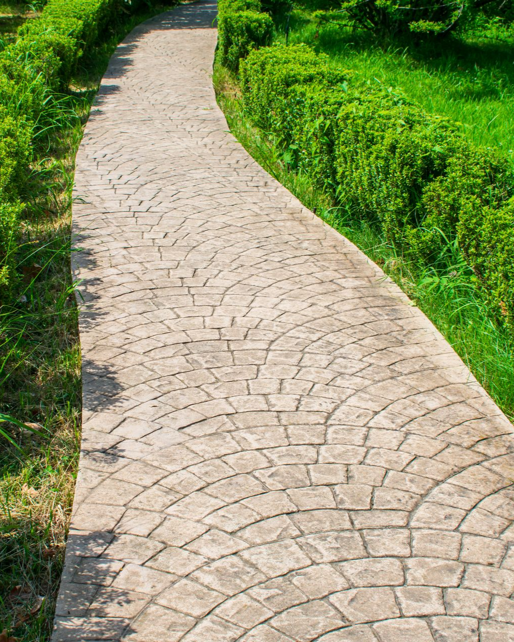 Aménagement extérieur - allée en gravier gris avec clôture occultante noire