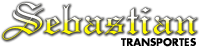 Logotipo de Sebasti&aacute;n Transportes con texto estilizado en amarillo y negro.