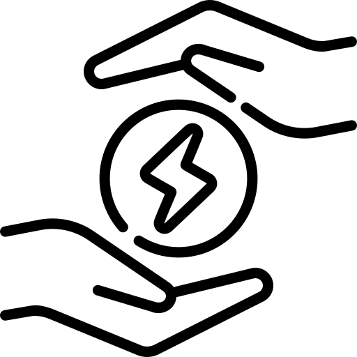 Deux mains protègent un éclair pour symboliser la gestion de l'électricité