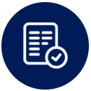 Un icono de una lista de verificación con una marca de verificación en un círculo azul.