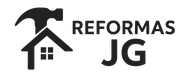 Logotipo con el icono de un martillo y una casa y la inscripción "Reformas JG".