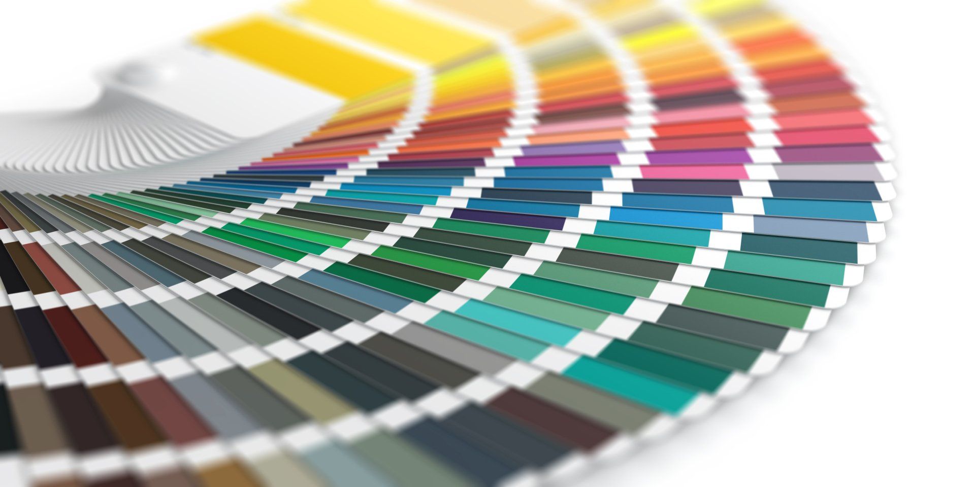 Éventail incurvé d'échantillons de couleurs et de nuances de gris, comme un nuancier imprimé
