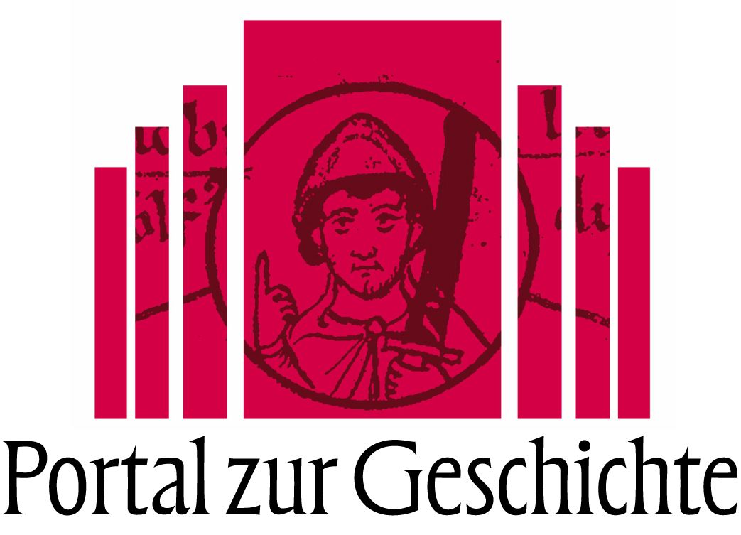 The logo for portal zur geschichte shows a man in a helmet.