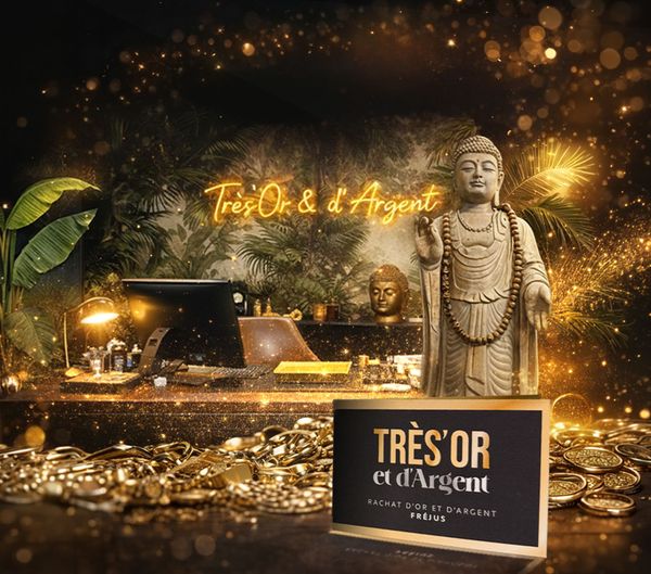 Bijoux or et argent, couverts argent et bouddha doré