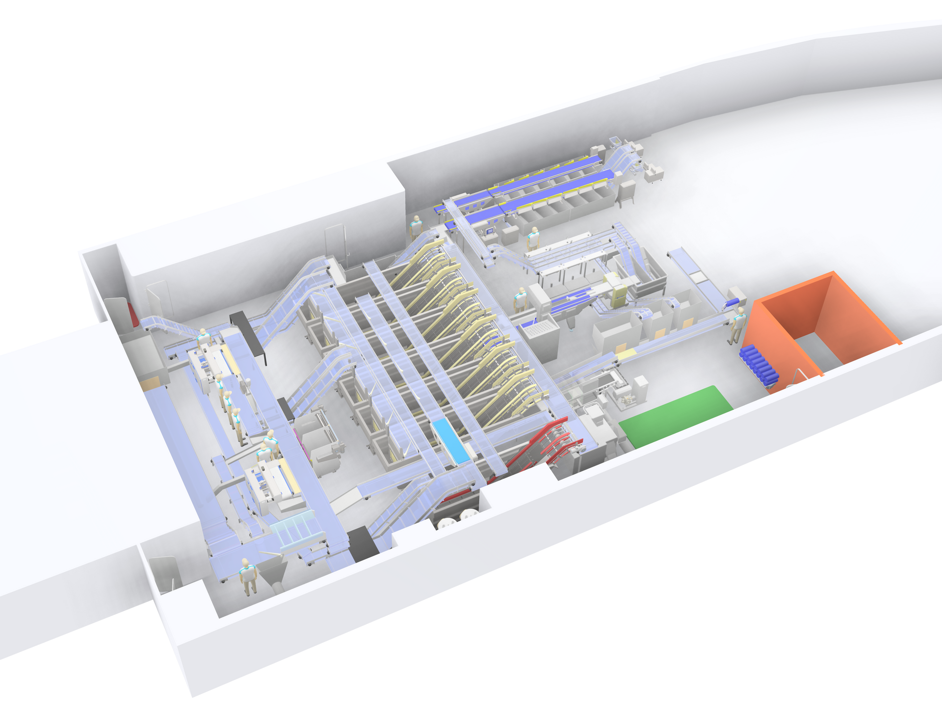 Design of the processing deck in a trawler.