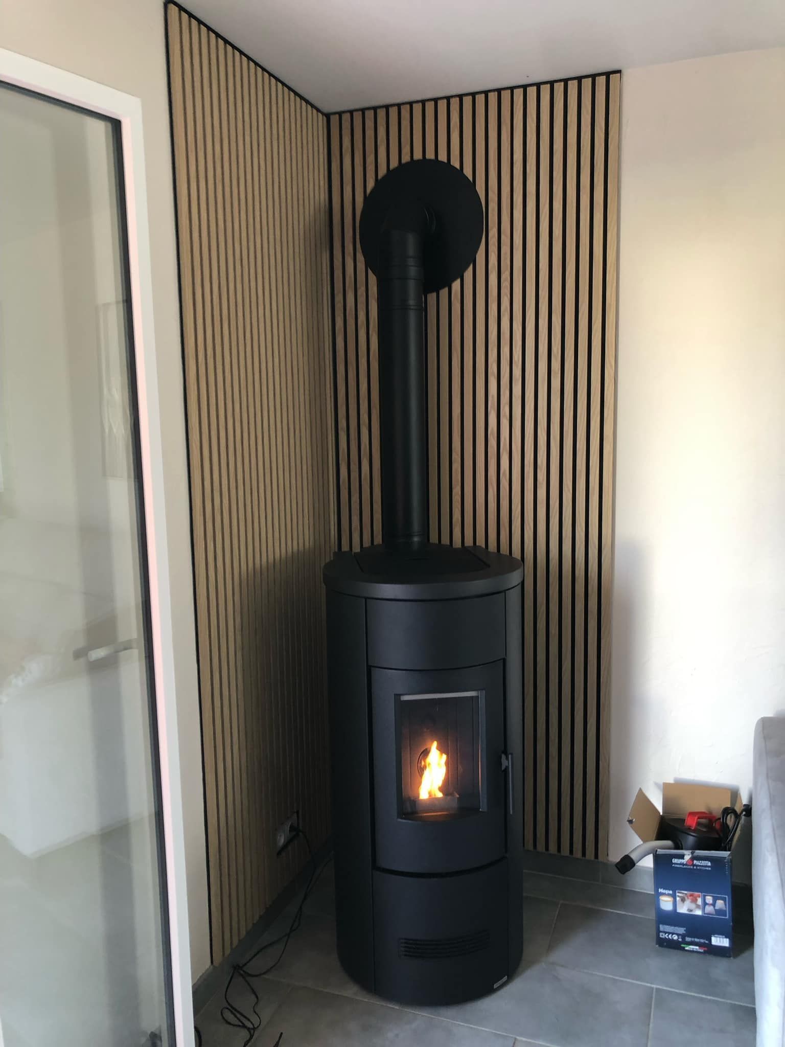 Poêle à granulés en fonctionnement