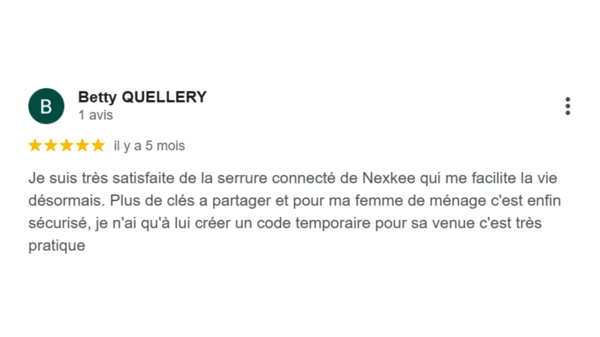 Test d'une serrure connectée par Betty QUELERY, vantant le confort et la sécurité.