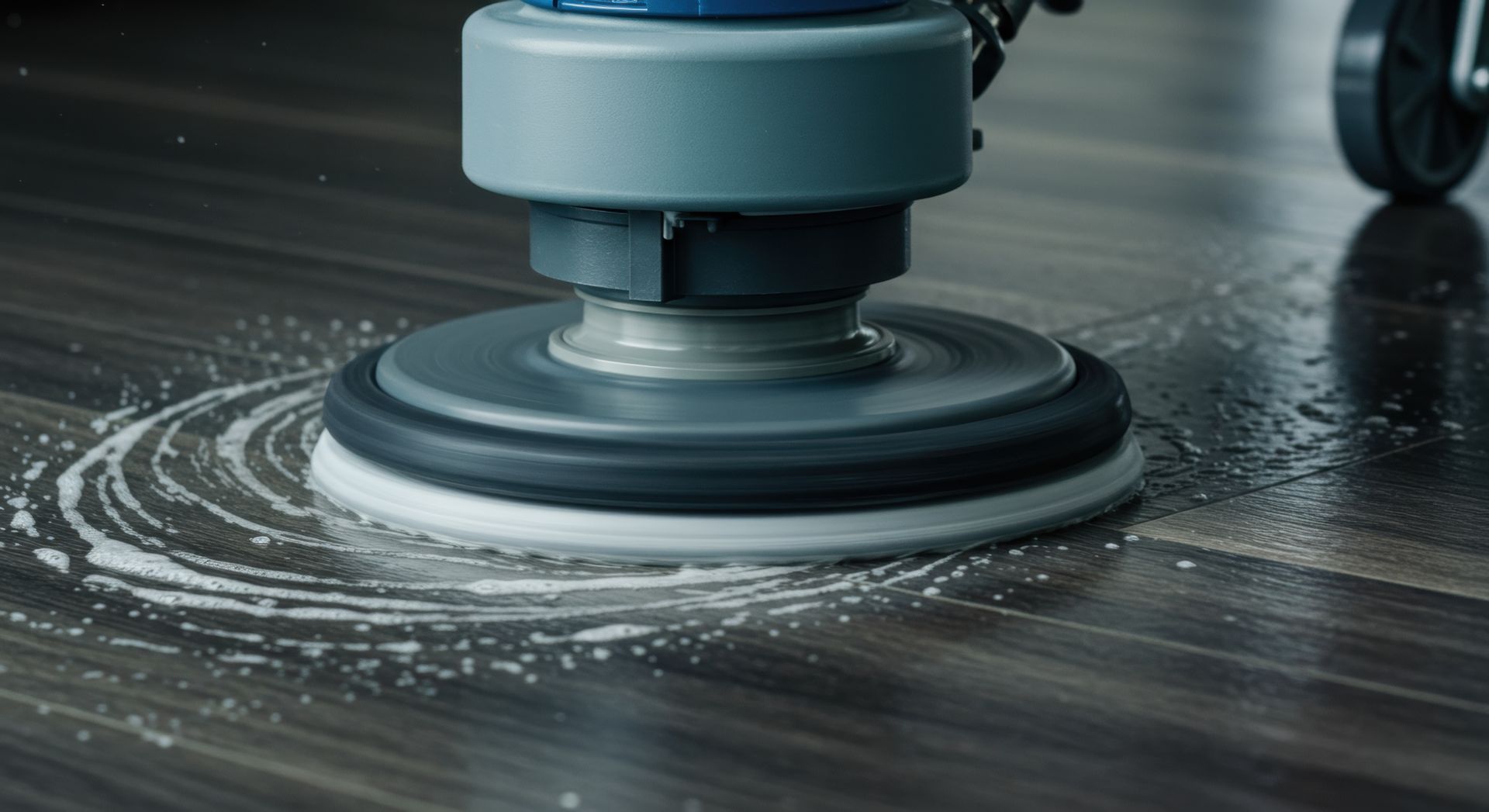 Nettoyage d'un sol avec une brosse tournante