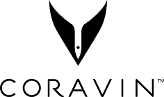 Das Coravin-Logo ist ein schwarzweißes Logo mit einem Vogel darauf.