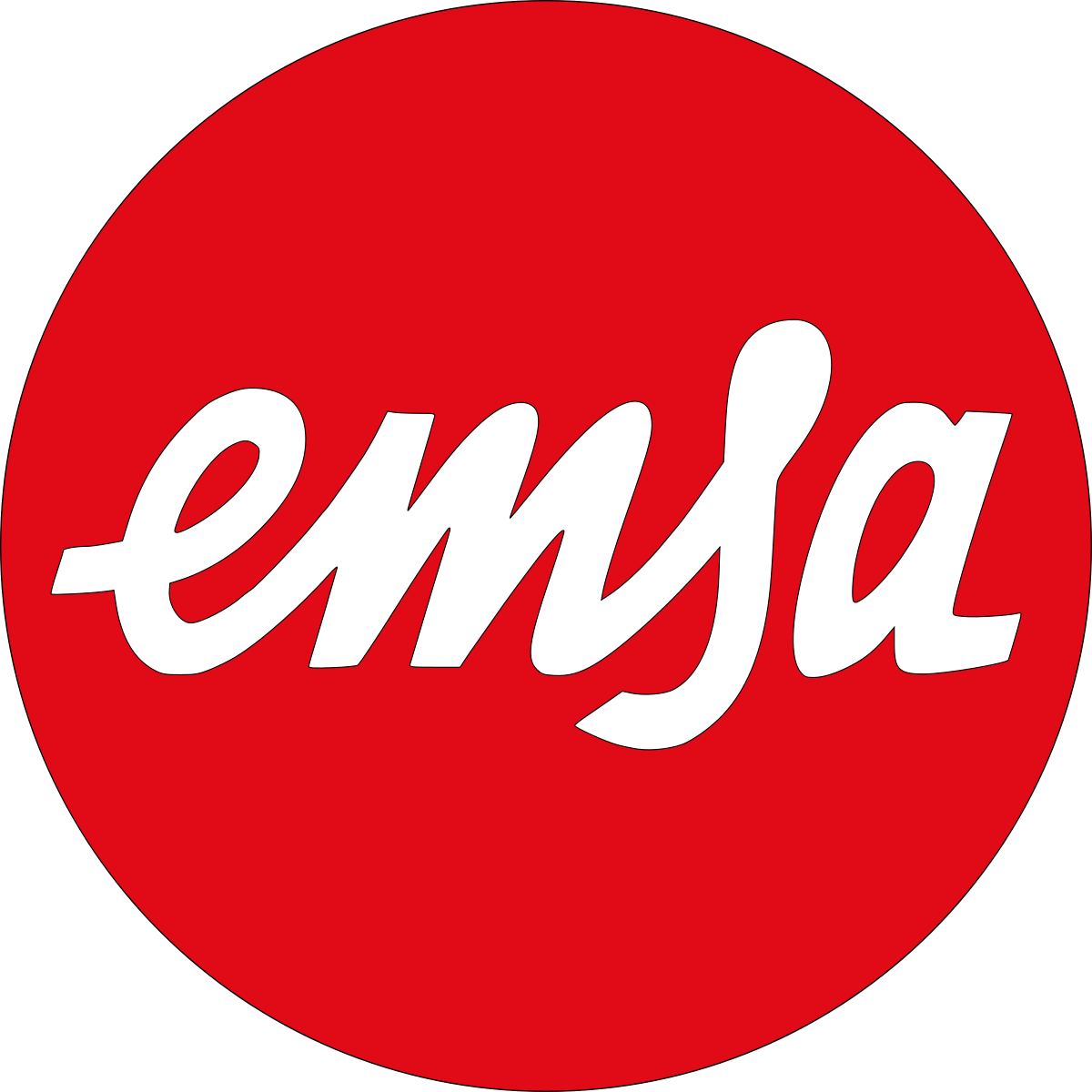Ein roter Kreis mit dem Wort Emja darauf