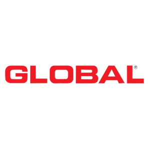 Ein rot-weißes Logo für Global auf weißem Hintergrund