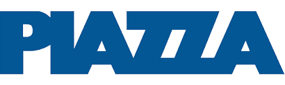 Ein blau-weißes Logo für Piatta auf weißem Hintergrund