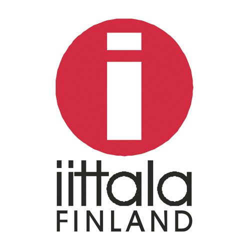 Das Logo von Iittala Finnland ist ein roter Kreis mit einem weißen „i“ in der Mitte.