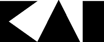Ein schwarzweißes Logo mit einem Dreieck in der Mitte.