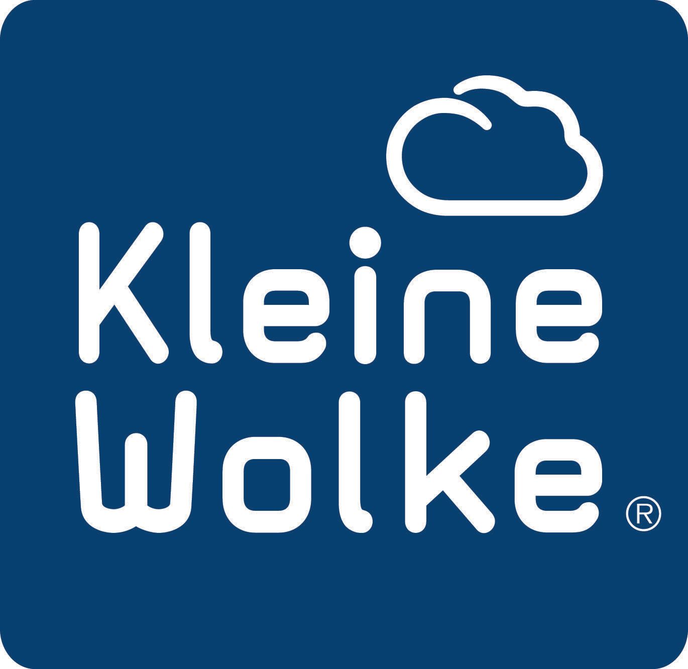 Das Logo von Kleine Wolke ist blau und weiß mit einer Wolke in der Mitte.
