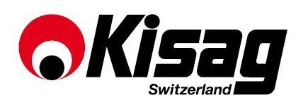 Ein schwarz-rotes Logo für Kisag Schweiz