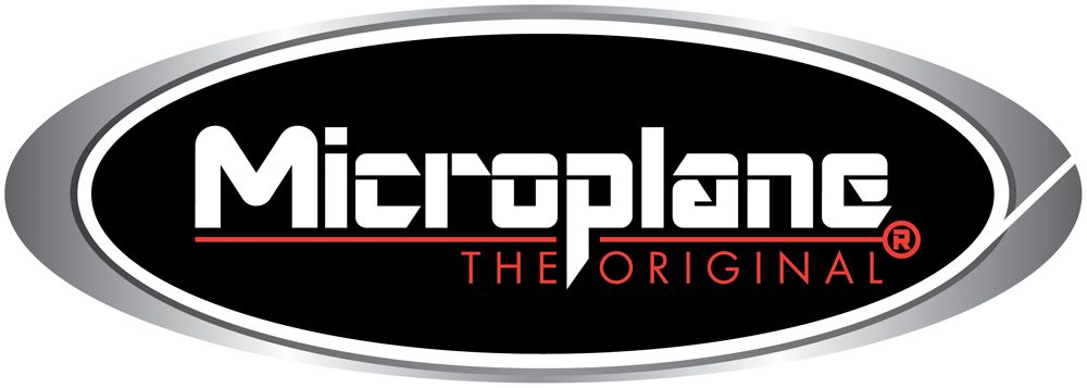Ein Logo für Microplane. Das Original wird auf weißem Hintergrund angezeigt.