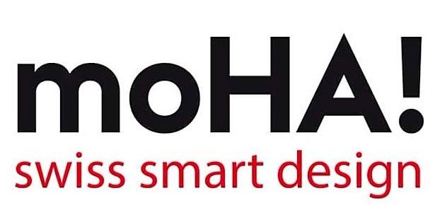 Das Logo von Moha Swiss Smart Design ist schwarz und rot
