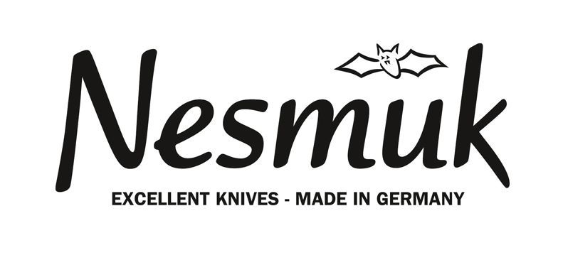 Ein schwarz-weißes Logo für Nesmuk – ausgezeichnete Messer, hergestellt in Deutschland.