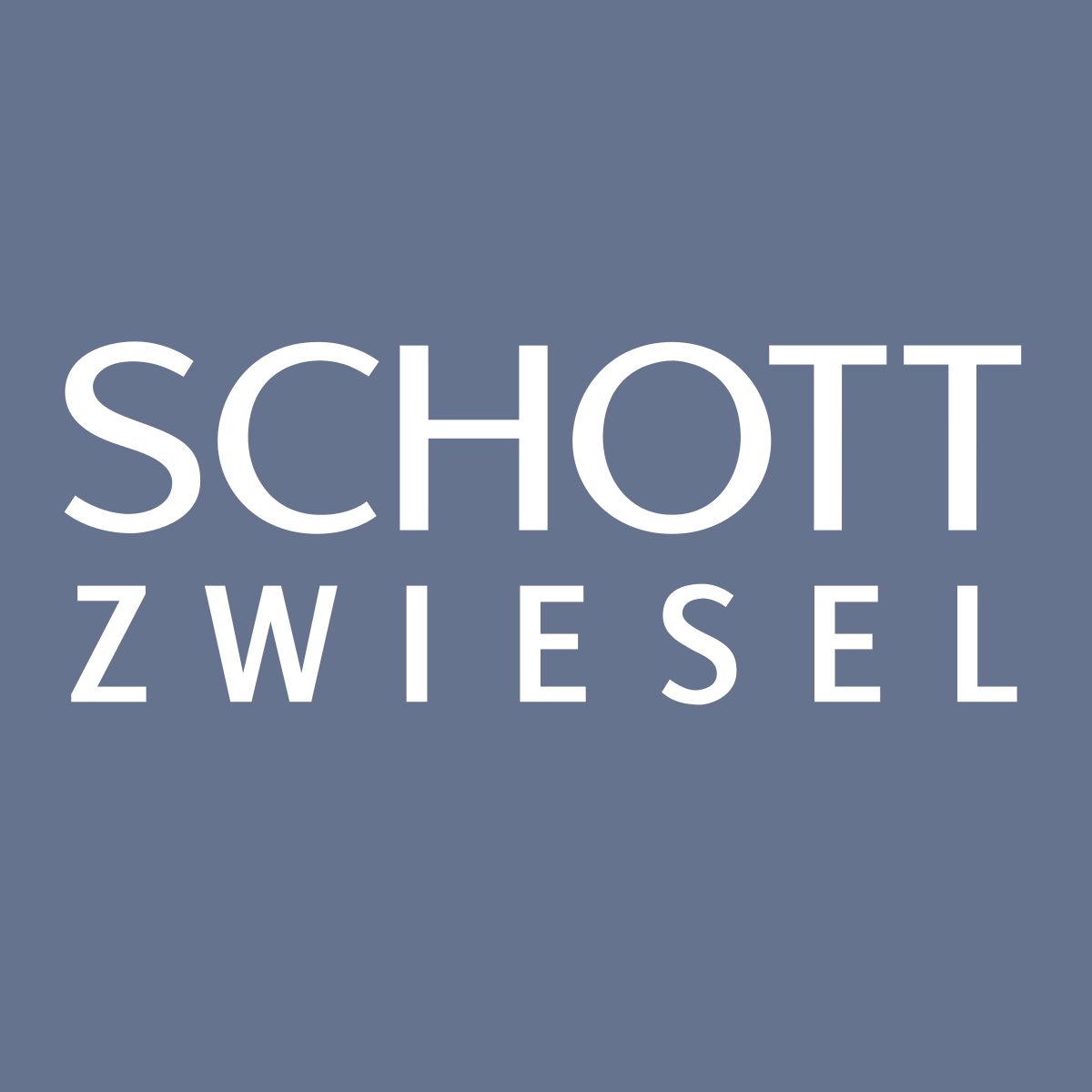 Ein Logo für Schott Zwiesel auf blauem Hintergrund