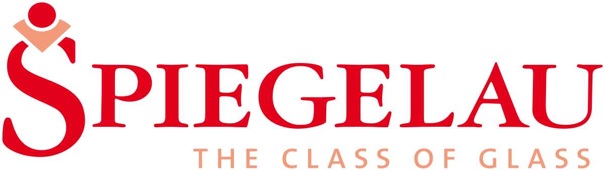 Ein rot-weißes Logo für Spiegelau, die Klasse des Glases